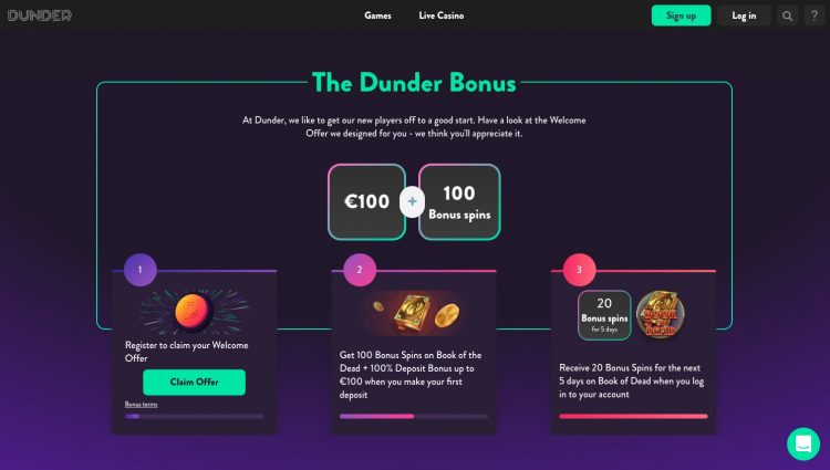 Dunder Casino - Bonussen en Promoties