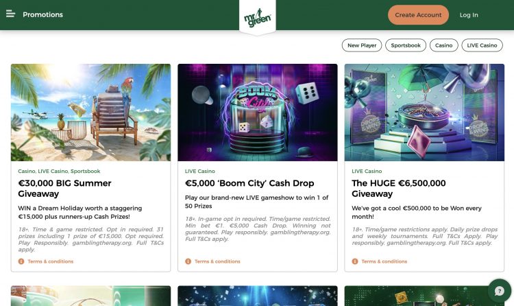 Mr Green - Promoties en Casino Bonus