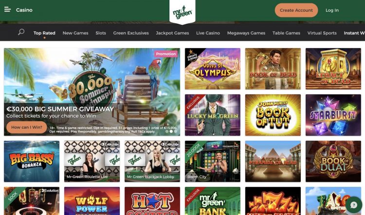 Mr Green - Spelaanbod Slots