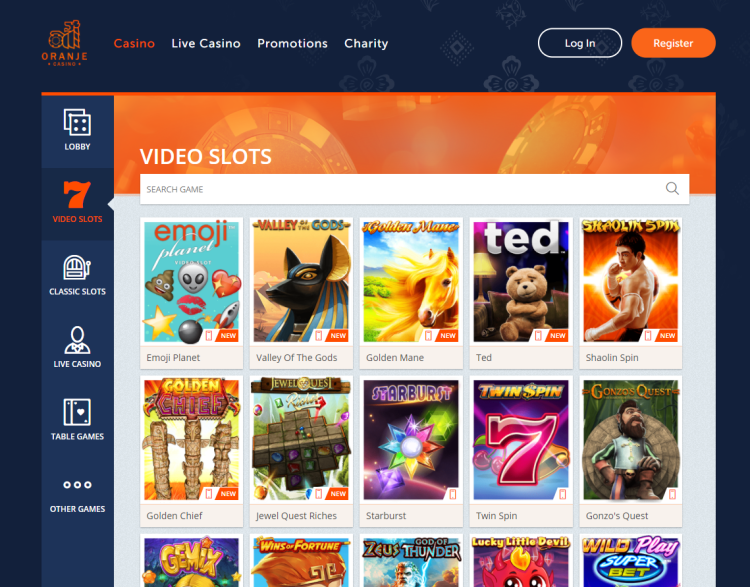 Oranje Casino Spelaanbod Video Slots