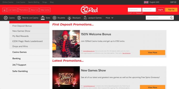 32Red Casino - Promoties