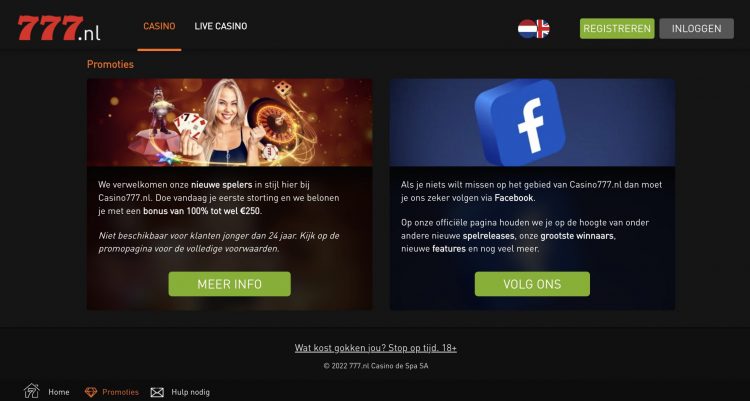 Casino 777 Promoties