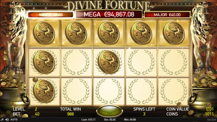 Divine fortune Netent progressive jackpot bonus