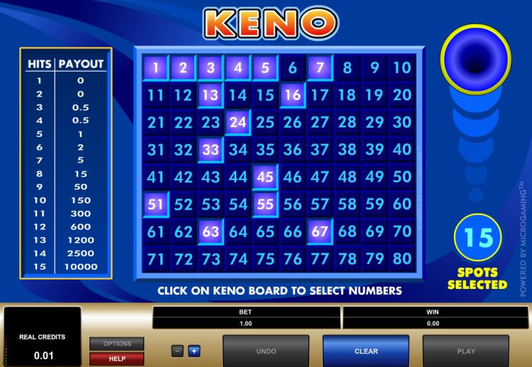 Microgaming Keno Gameplay