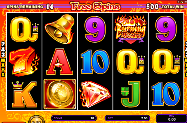 Burning Desire slot Microgaming Free Spins