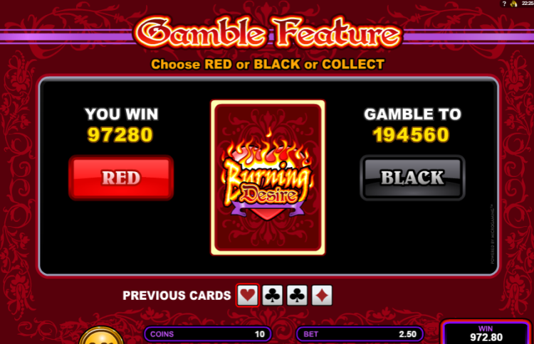 Burning Desire gokkast Gamble Feature