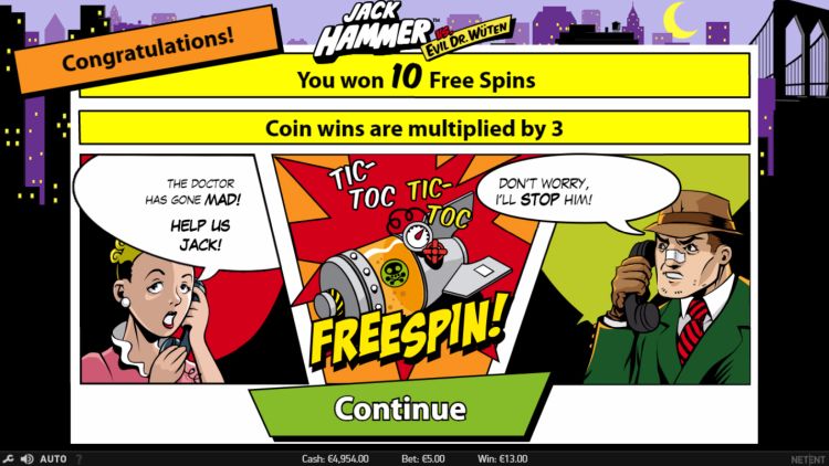 Jack Hammer gokkast Free Spins Bonus