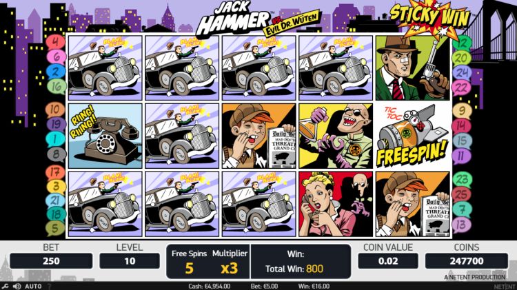 Jack Hammer NetEnt slot Multiplier