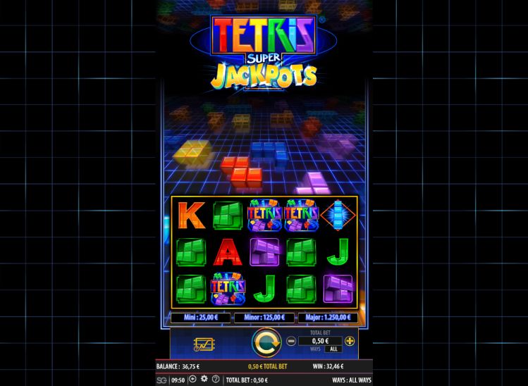 Tetris Super Jackpots bonus trigger