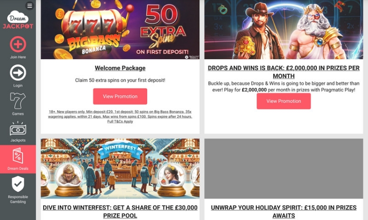 Dream Jackpot Casino Promoties en Bonussen