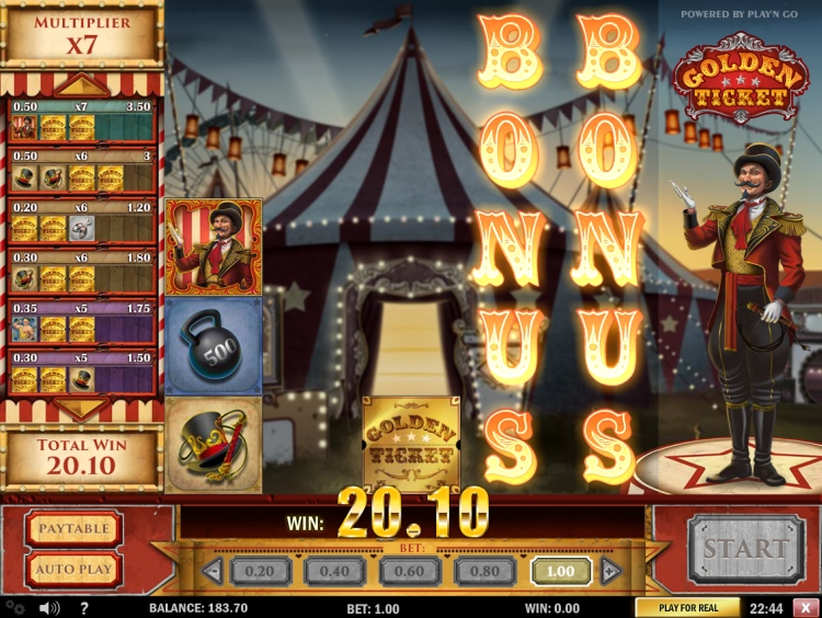 Golden Ticket Play'N Go slot win