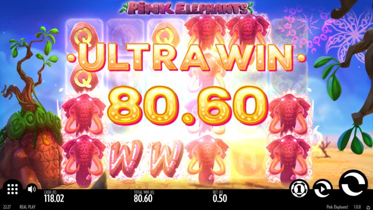 Pink Elephants Thunderkick slot Ultra big win