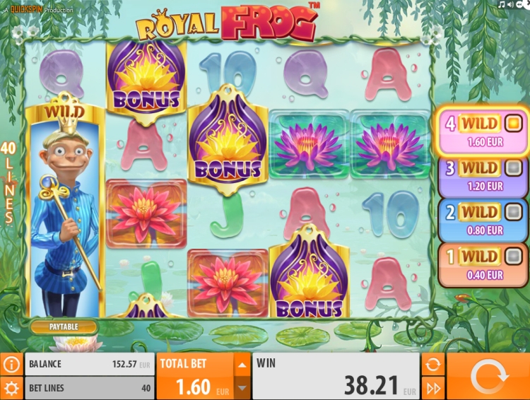 Royal Frog Quickspin slot Bonus