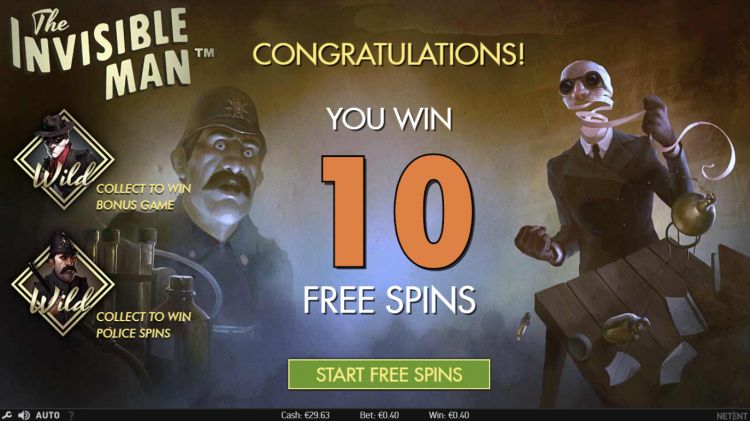 The Invisible Man slot Free Spins