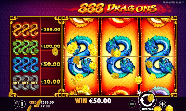 888 Dragons slot win