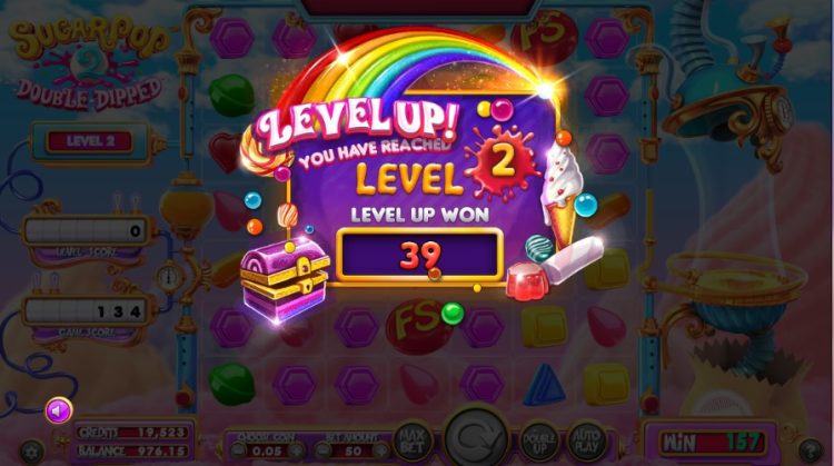 Sugar Pop 2 Double Dipped Betsoft Level Up feature