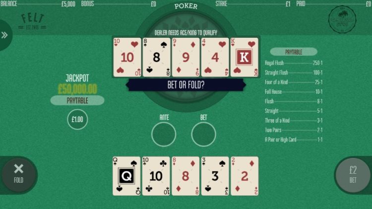 Caribbean Stud Poker Fold