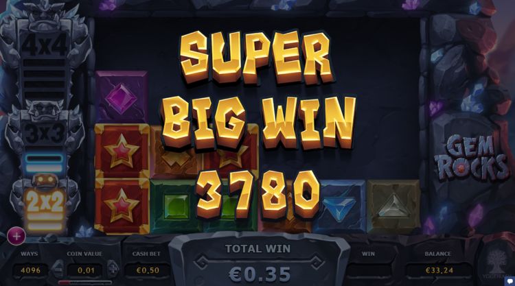 Gem Rocks Yggdrasil slot Super Big Win