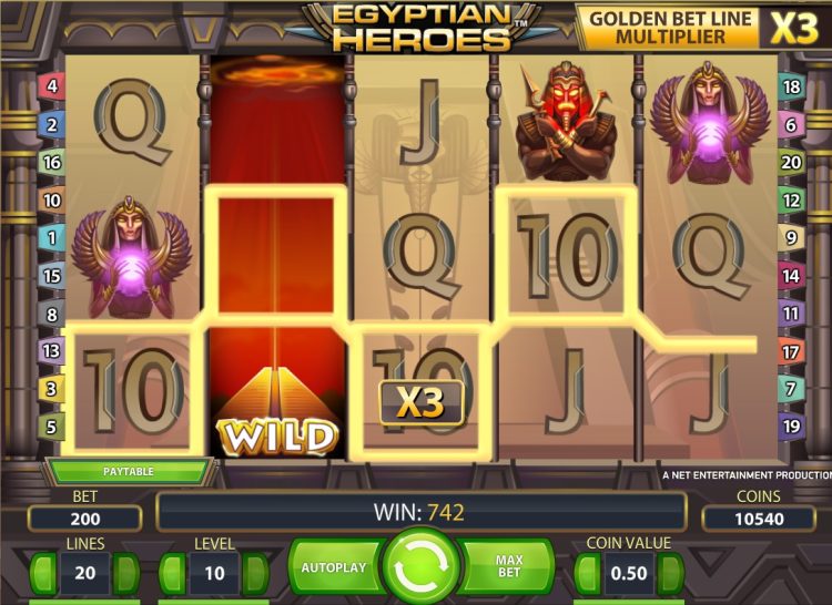 Egyptian Heroes NetEnt Golden Bet Line Multiplier