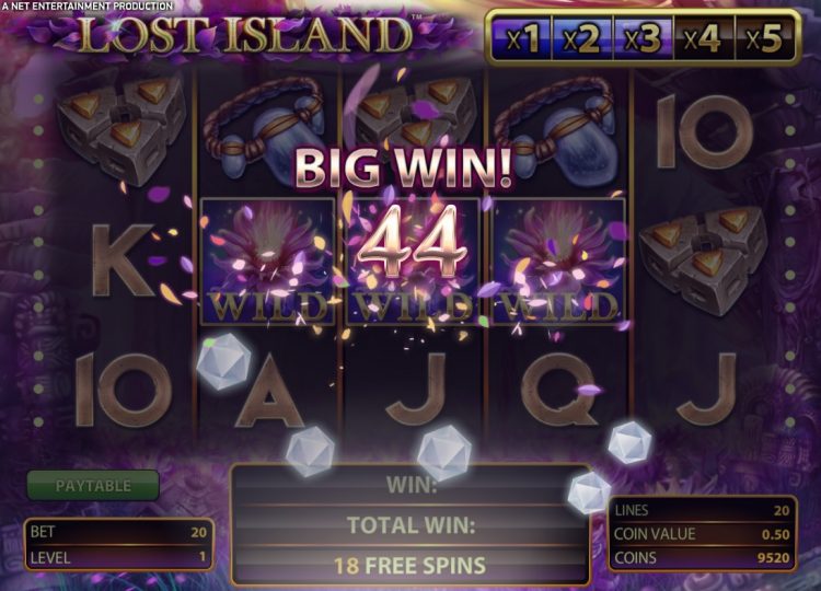 Lost Island NetEnt gokkast Free Spins win