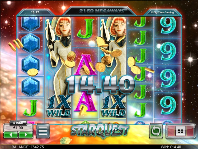 Starquest slot Big Time Gaming big win