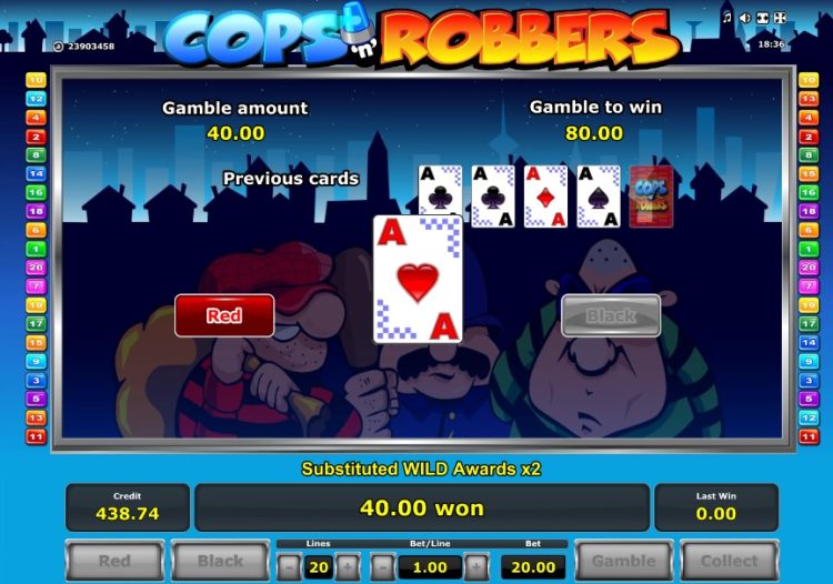 Cops 'n Robbers Greentube Novomatic Gamble feature