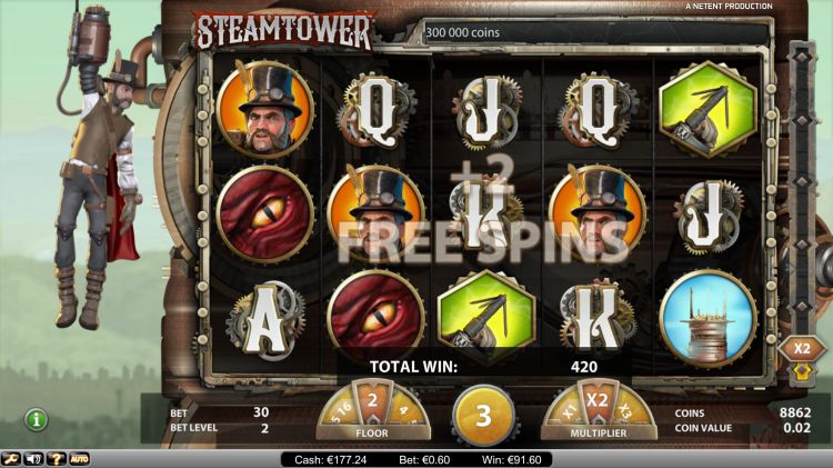 Steam Tower NetEnt Free Spins