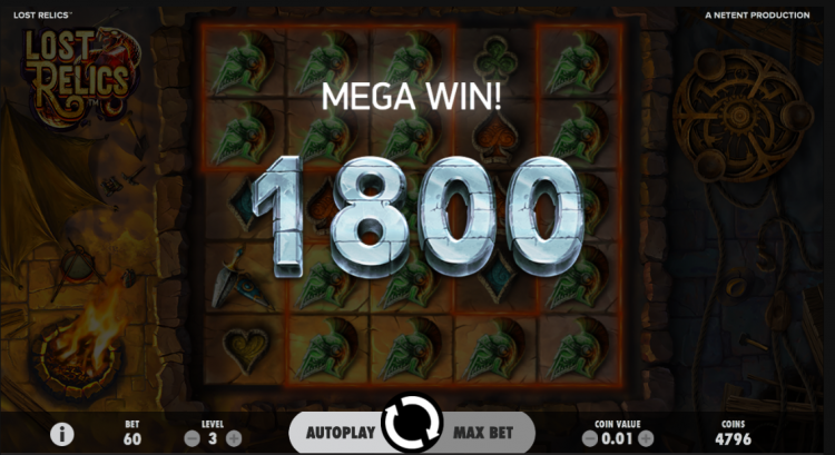 Lost Relics slot Mega Win