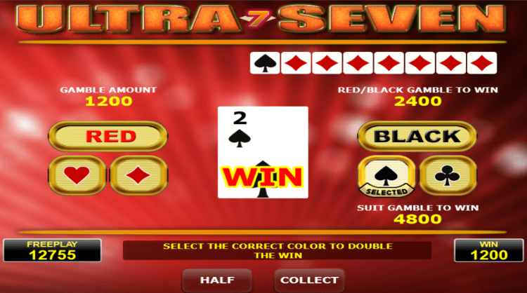 Ultra Seven Amatic slot gamble feature
