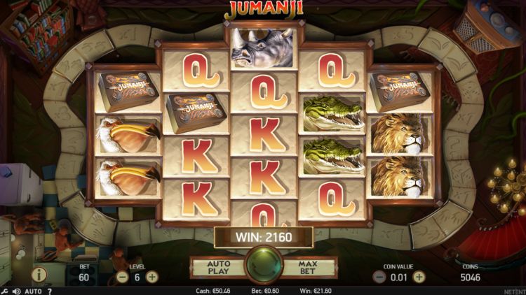 Jumanji NetEnt slot bonus win