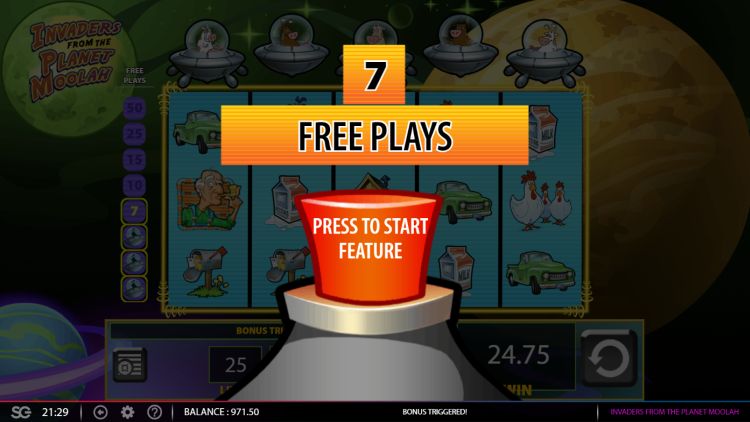 Invaders from the Planet Moolah Free Spins