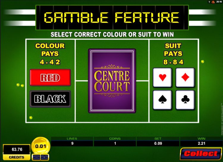 Centre Court slot gamble feature