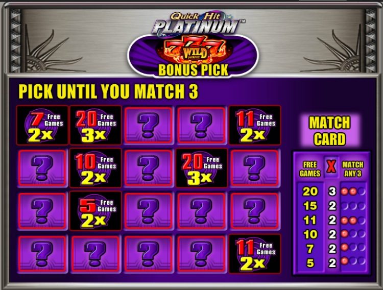 Quick Hit Platinum Triple Blazing 7's slot bonus