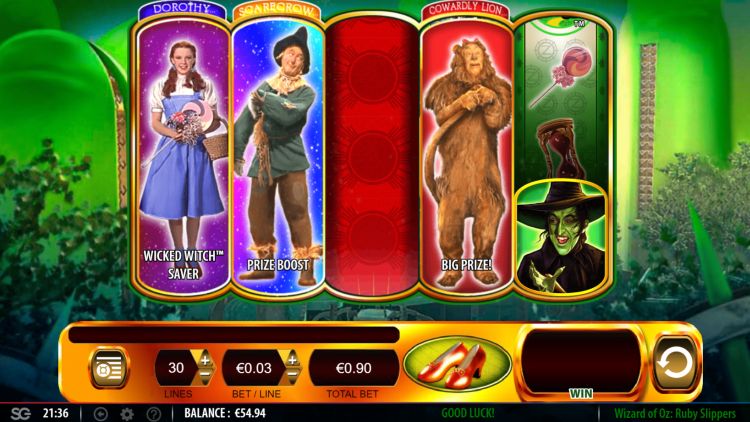 Wizard of Oz Ruby Slippers slot bonus