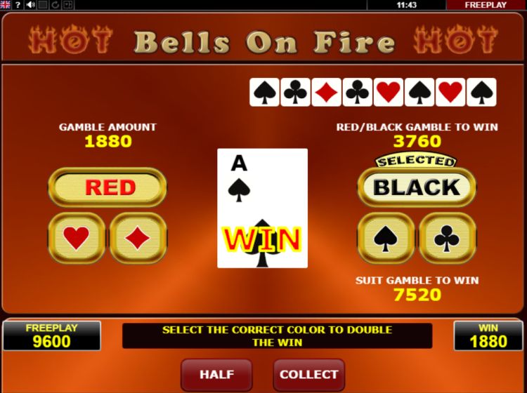 Hot Bells on Fire slot gamble feature