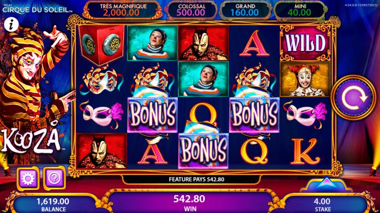 Kooza bally slot bonus