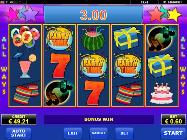 Party Time online slot bonus