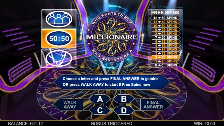 Who Wants To Be a Millionaire Megaways slot bonus
