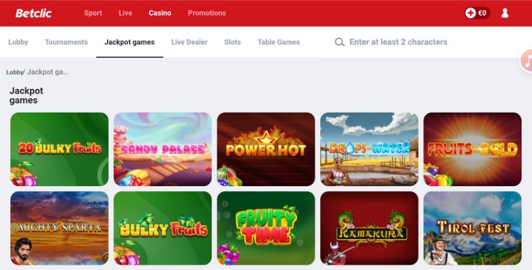 Jackpot slots bij Betclic