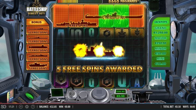 Battleships Direct Hit Megaways slot Free Spins