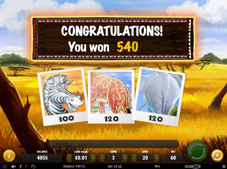 Photo Safari bonus win