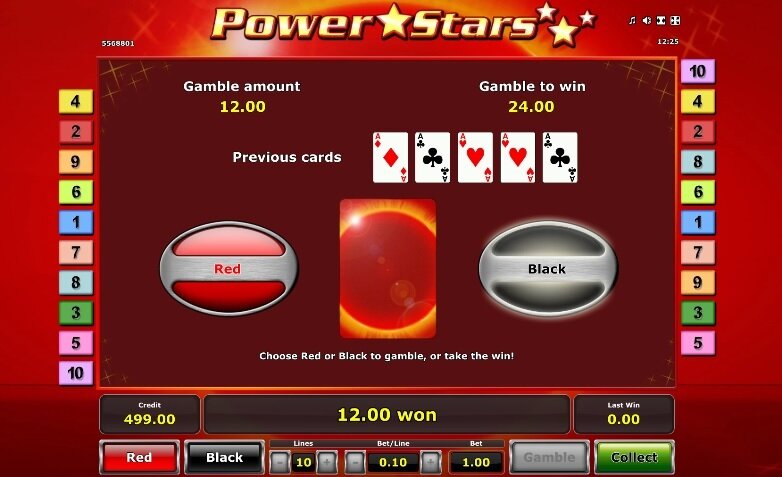 Novomatic - Power Stars - Gamble Feature