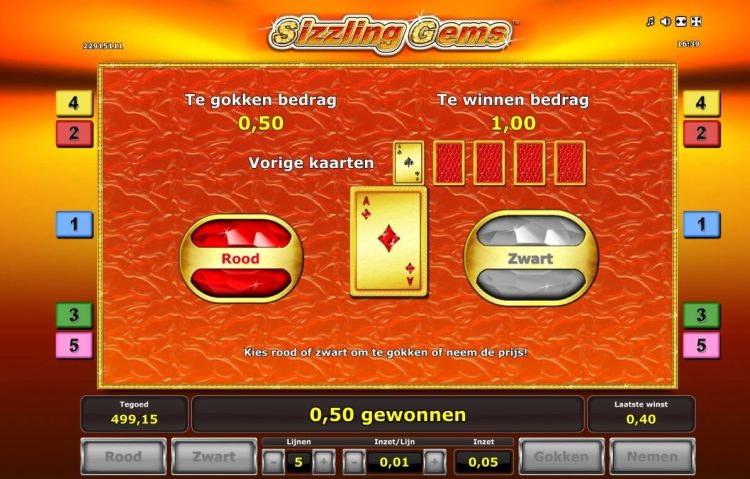 Sizzling Gems slot gamble feature