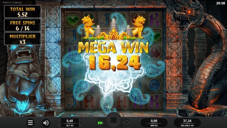 Temple Tumble Megaways gokkast bonus win