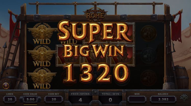 Champions of Rome slot super big win