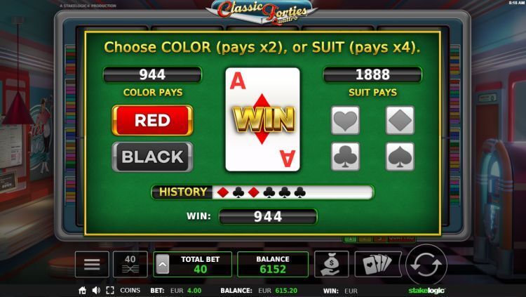 Classic Forties Quattro slot gamble feature