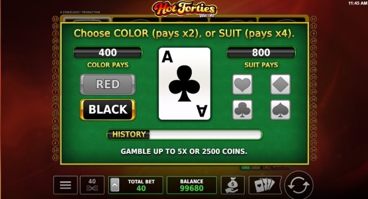 Hot Forties Quattro slot gamble feature
