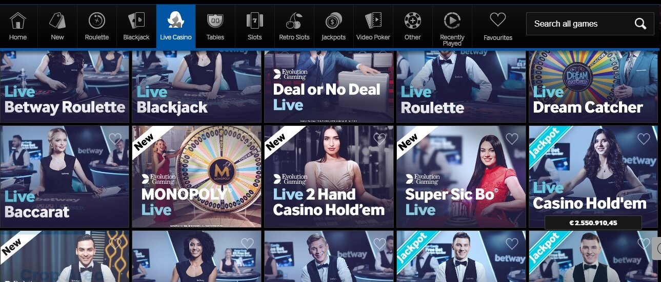 betway live casino