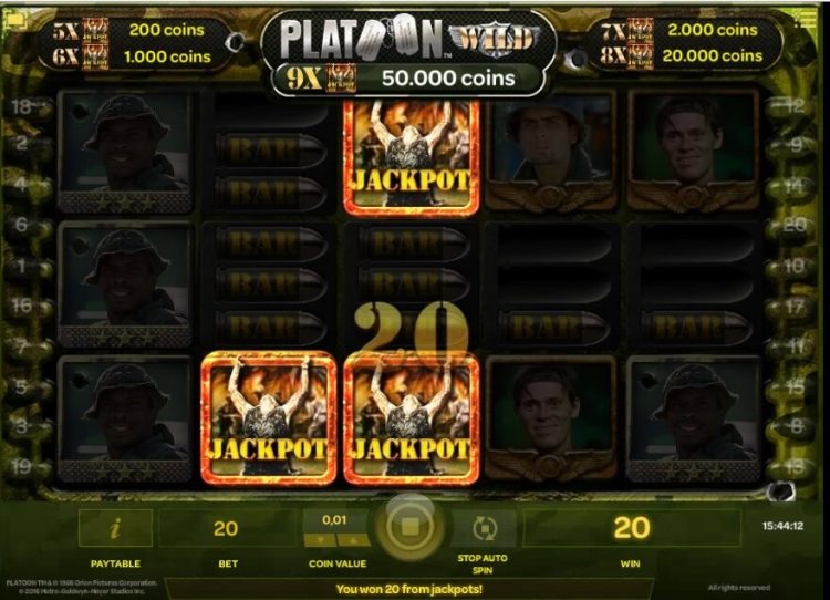 Platoon Wild slot jackpot win
