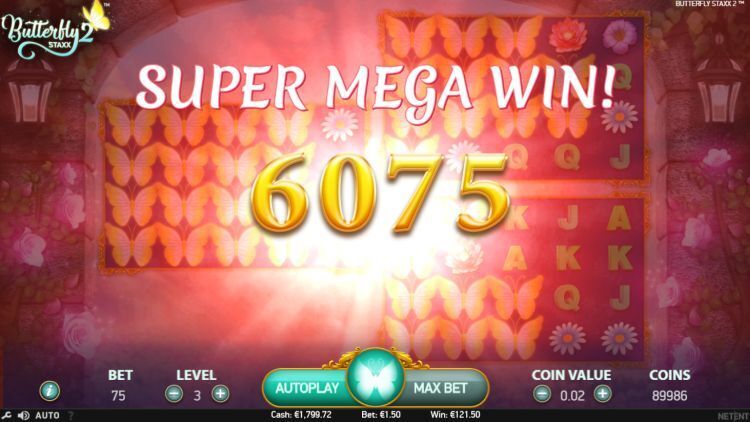 Butterfly Staxx 2 slot netent feature mega win